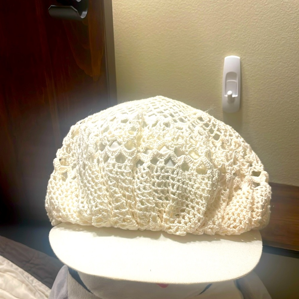 Women’s Handmade Hat. Fits like a small Cream colour.